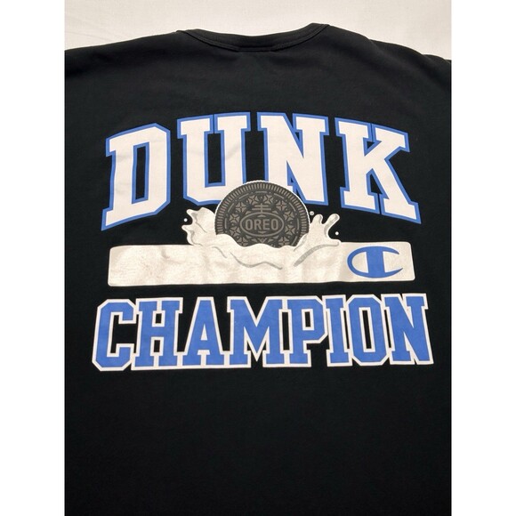 Oreo Champion T-Shirt Mens Large Black Dunk Champion Graphic Collab Oreos Shirt - Picture 8 of 12